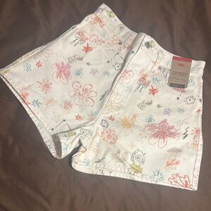 Levi's White Floral Jean Shorts
